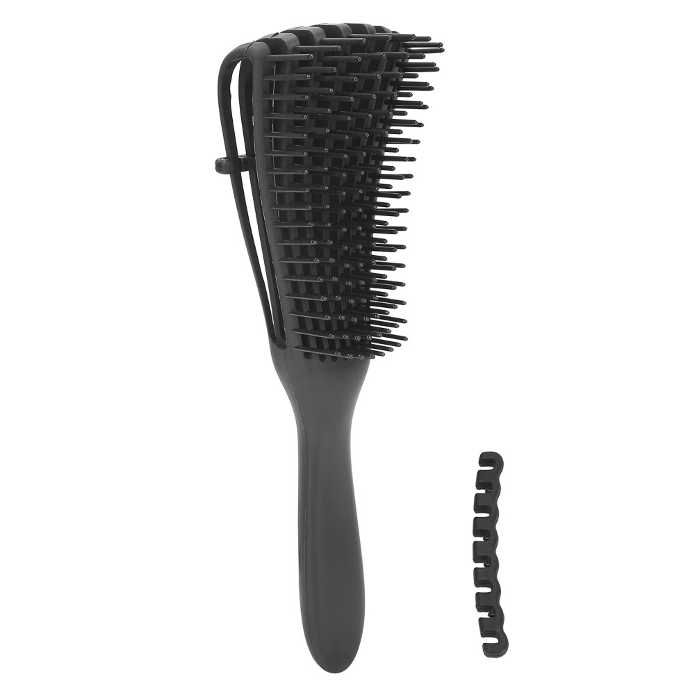 Detangling Hair Brush for Wet and Dry Hair, Curved Head with Adjustable Bristles, Black