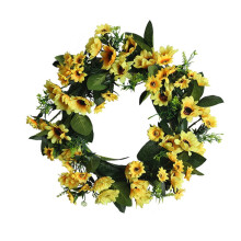 Guirlanda de Girassóis para Porta de Entrada - Guirlanda de Botões Florais Feita à Mão, Decoração de Verão para Porta, Decoração de