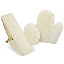 Loofah Bath Set with Back Scrubber and Glove, Deep Cleansing Exfoliating Shower Kit for Men and Women