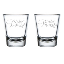 Set of 2 Shot Glasses 1.75oz Shot Glass Princess Fancy
