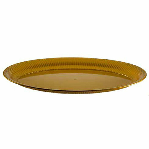 Bandeja oval de plástico dourado de 14x21 polegadas - Ideal para eventos e uso casual (1 unidade)