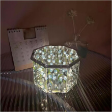Scatola di fiori incantata, lampada a specchio a forma di tulipano, lampada da tavolo magica ottagonale fai-da-te a forma di fiore e luce notturna a
