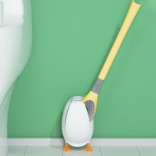 Conjunto de escova e suporte para vaso sanitário Hilingoto amarelo, escova de vaso sanitário de silicone em formato de pato mergulhador,