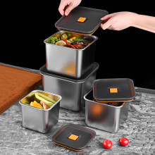 Recipiente para alimentos Quinlirra em aço inoxidável espesso com tampa, compatível com geladeira, caixa para manter os alimentos frescos em casa,