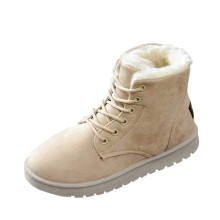 OAVQHLG3B Schneestiefel für Damen, modische, lässige, flache und bequeme Sneaker zum Schnüren, einfarbige Baumwollschuhe, warme Winterstiefel