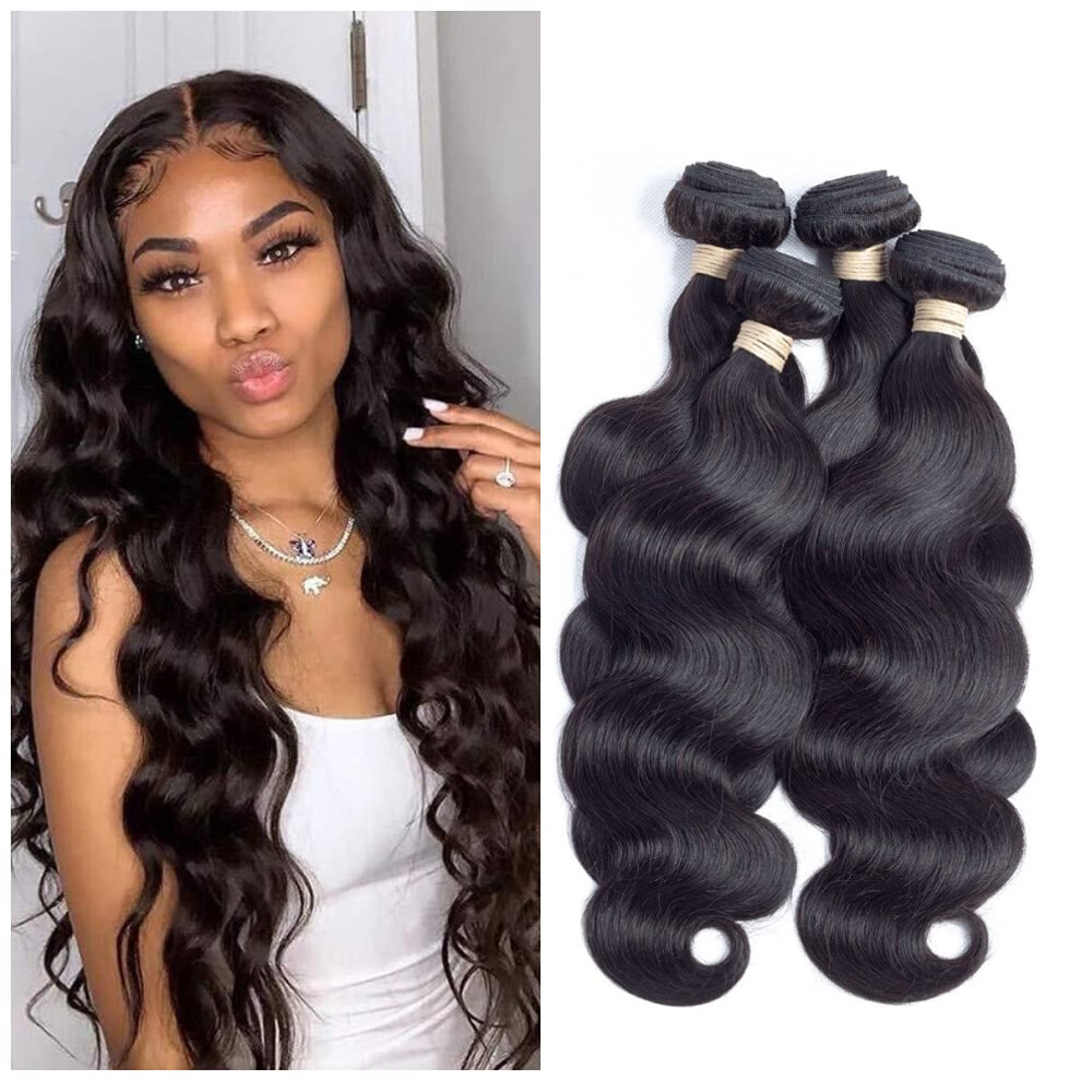 Brazilian Body Wave Hair Bundles 18â24 Inch Natural Black Virgin Human Hair Extensions 4pcs