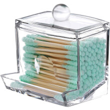 Wattestäbchenhalter (1 oder 2 Stück, je 200 g), Wattestäbchen-Spender, Aufbewahrungsbehälter für Badezimmer, transparentes Apothekerglas zur