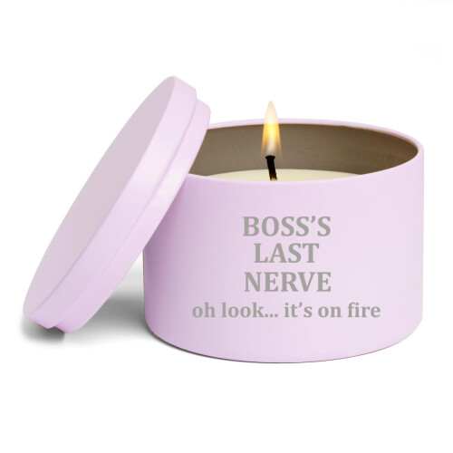 Αρωματικό Κερί Δώρου 8oz με Καπάκι Boss's Last Nerve Αστείο για το Boss (Βανίλια - Μωβ)