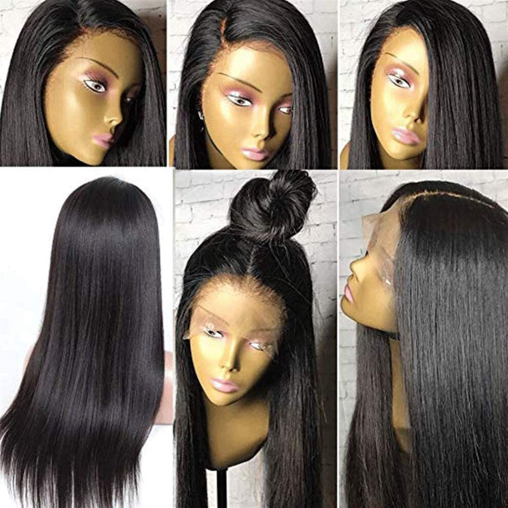 Human Hair Lace Front Wig Glueless Silky Straight Brazilian 9A Virgin Hair with Baby Hair 16'
