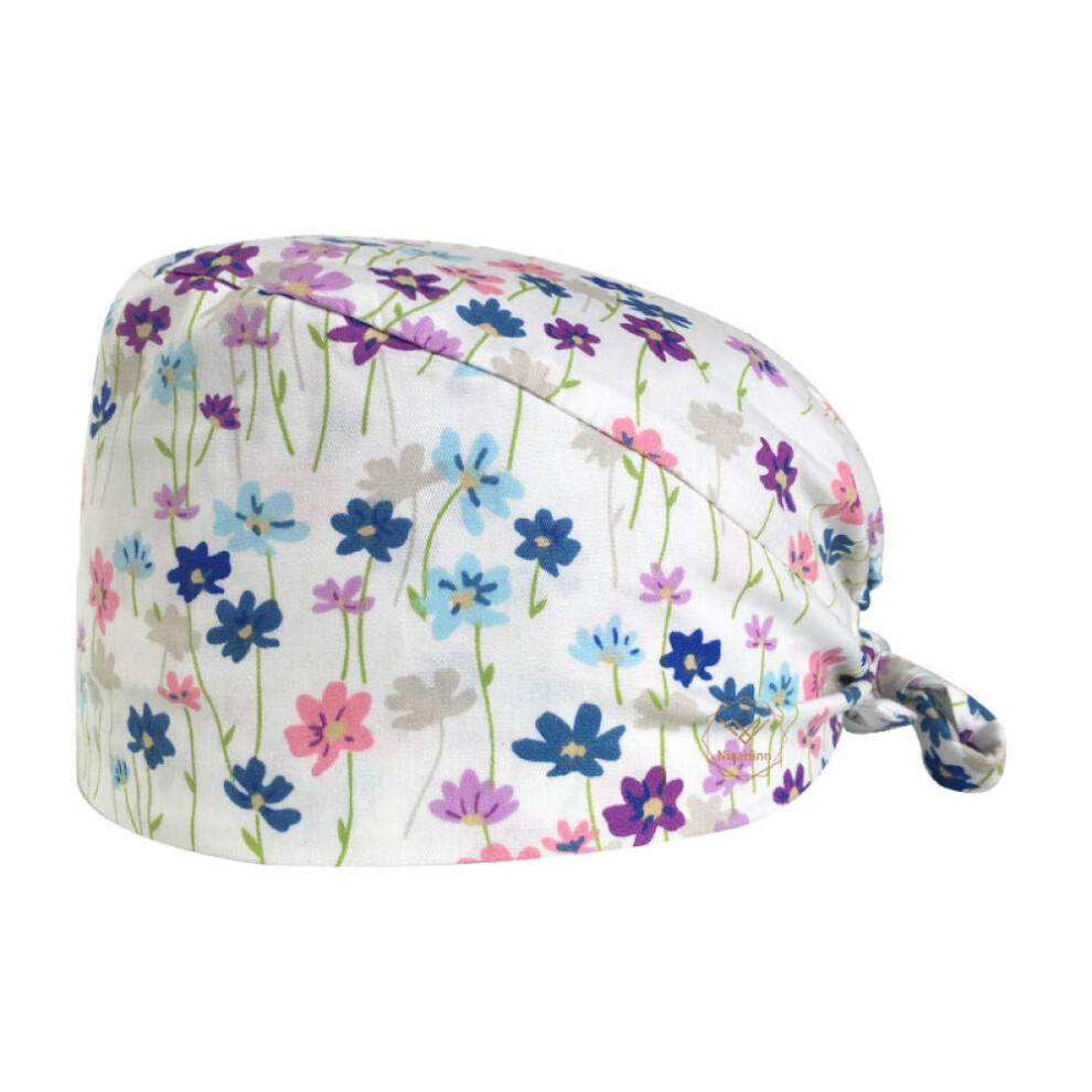 Bouffant Cap With Satin Lining And Sweatband Adjustable Cotton Scrub Hat For Long Hair 9099447575579