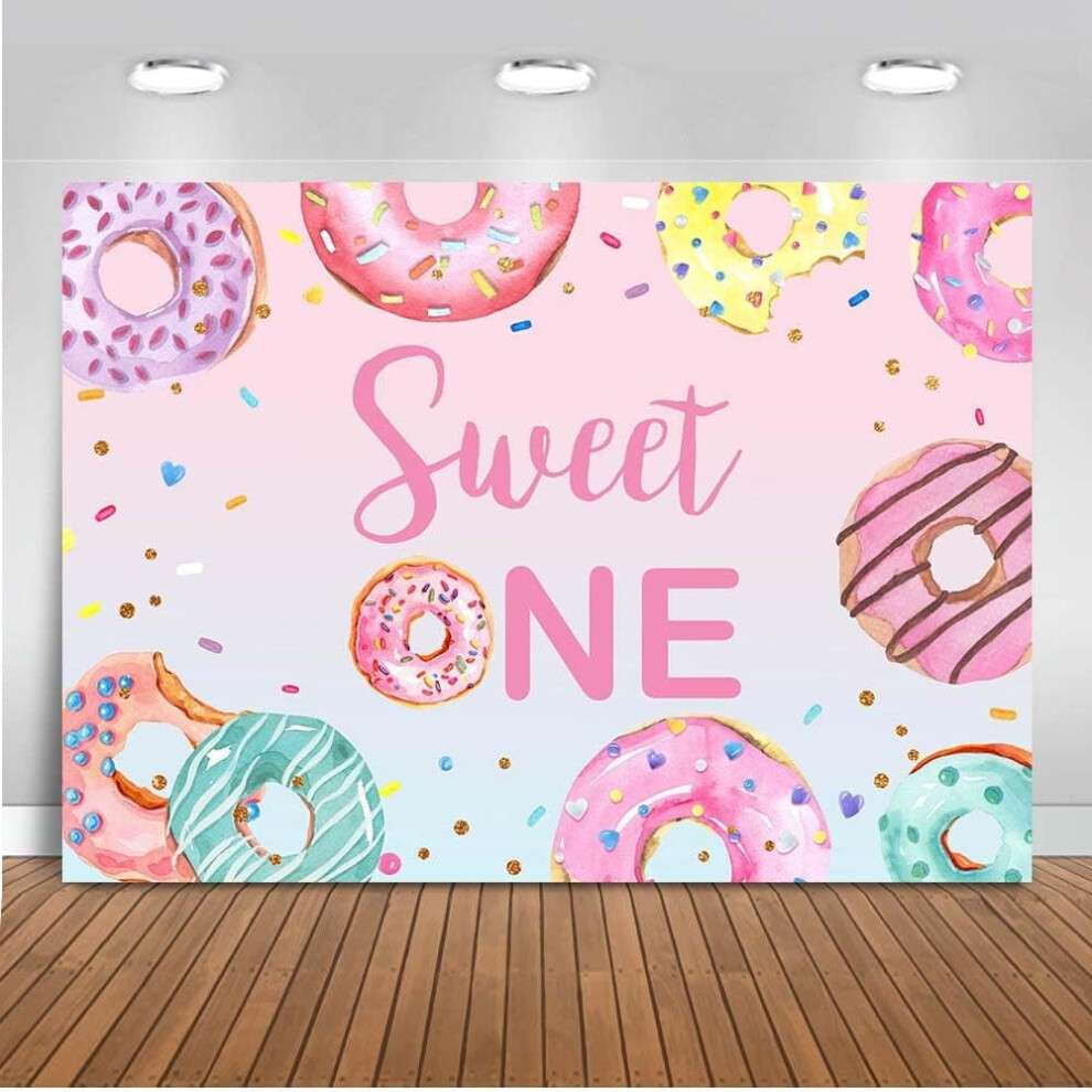 Sweet Donut 1St Birthday Backdrop, 7X5ft, Compatible With Sweet One, Dessert Party Decor For Girls, Colorful Sprinkle Photography Background 9448990275199