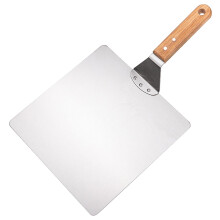 10 Inch Stainless Steel Pizza Peel with Ergonomic Wood Handle for Baking and Serving