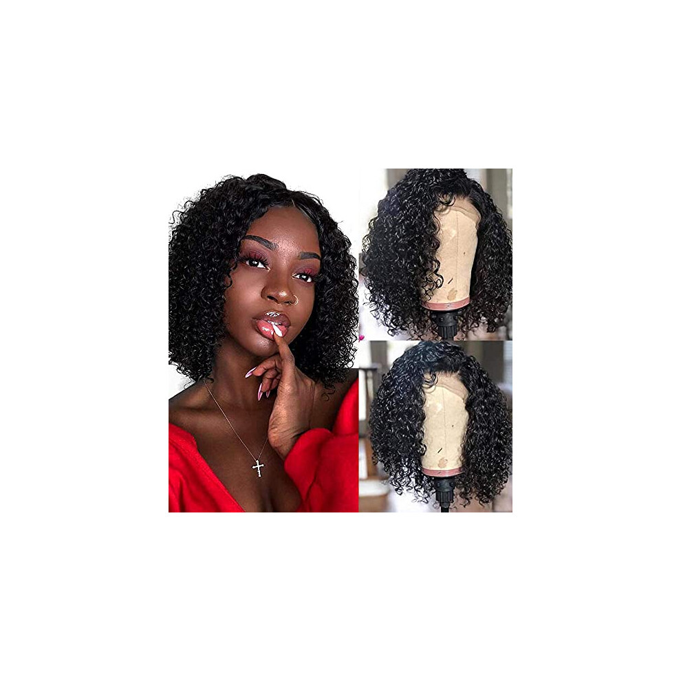 Unisex Black 13X4 Lace Front Wigs Human Hair Curly Bob Brazilian Virgin Pre Plucked Baby Hair For Women