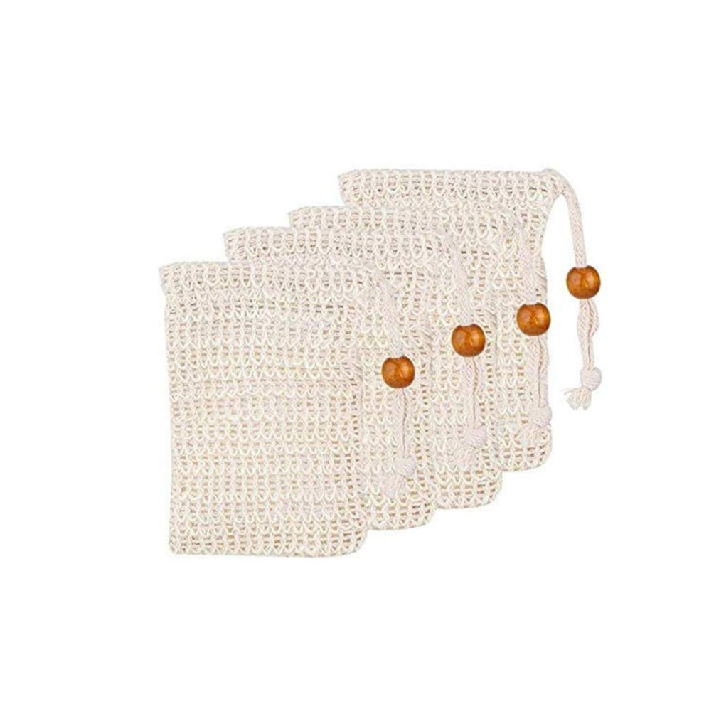 Soap Saver Bag Natural Sisal Exfoliating Pouch with Drawstring for Gentle Skin and Quick Drying