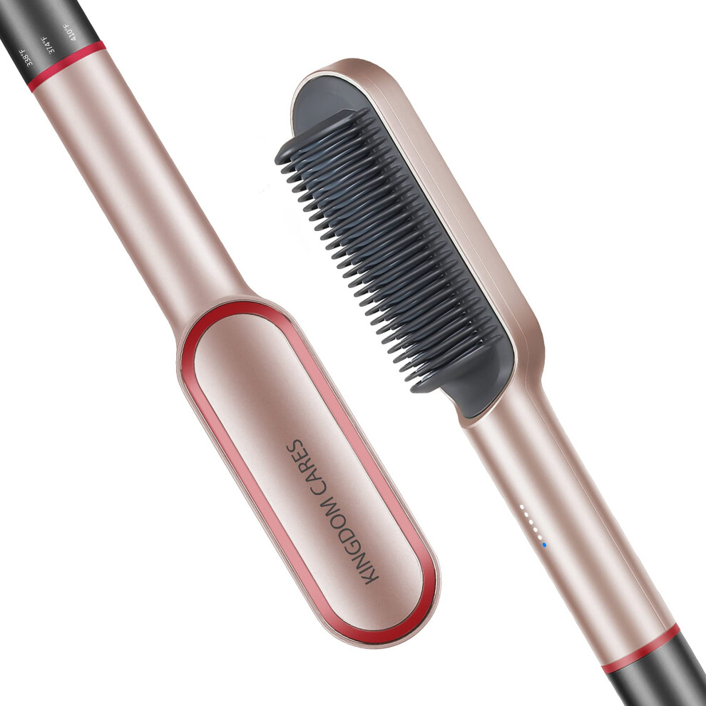 Hair Straightener Brush with 5 Temperature Settings, Fast Heating 20s Ceramic AntiScald Comb for Women