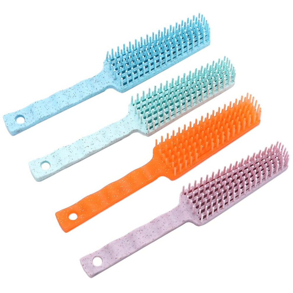 Unisex 4Pcs Wheat Straw Scalp Massage Brush And Detangling Hair Comb Set For Men And Women Multicolor