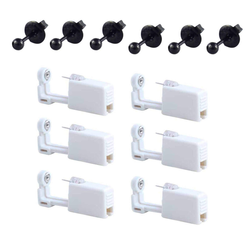 Ear Piercing Kit with Quick Piercing Gun and 3mm Black Studs GiftReady Set for Earlobe
