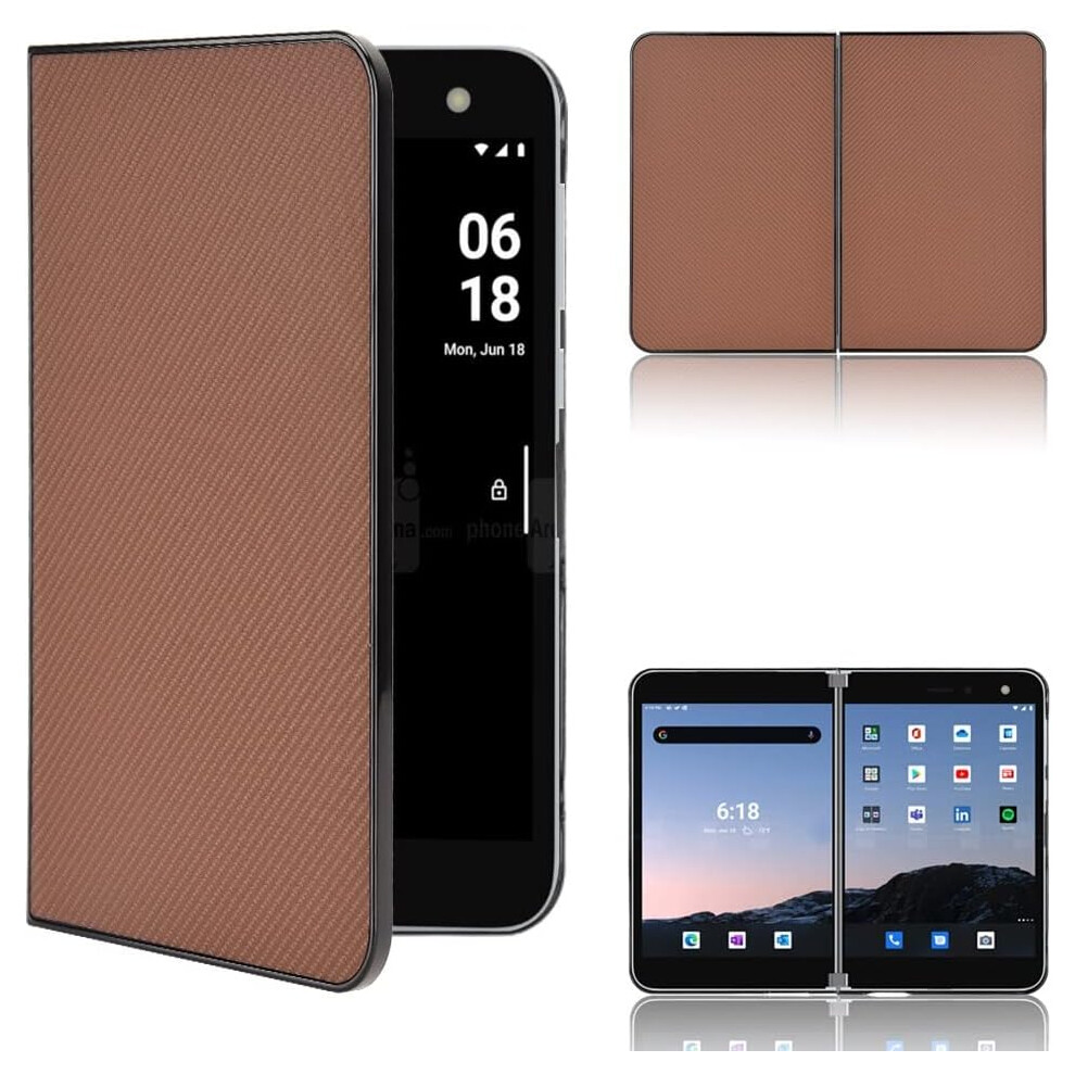 Smartphone Flip Case Compatible With Microsoft Surface Duo, Ultra-Thin Leather Shockproof Pc+Pu Protection Folio Case (Brown) Brown 9071309725919