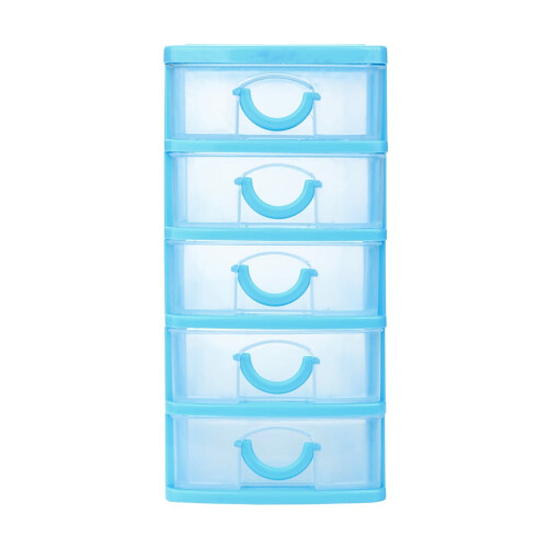 Dusknt Home Textile Storage, Holder, Durable Plastic Mini Desktop Drawer Sundries Case Small Objects , 1 5-Layer Storage Box, Sky Blue, Big Discount 1