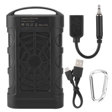 Handkurbel-Taschenlampe, LED-Hochleistungsmodus, wasserdichtes Design und wiederaufladbarer Akku für Abenteuer und Sicherheit (Schwarz)