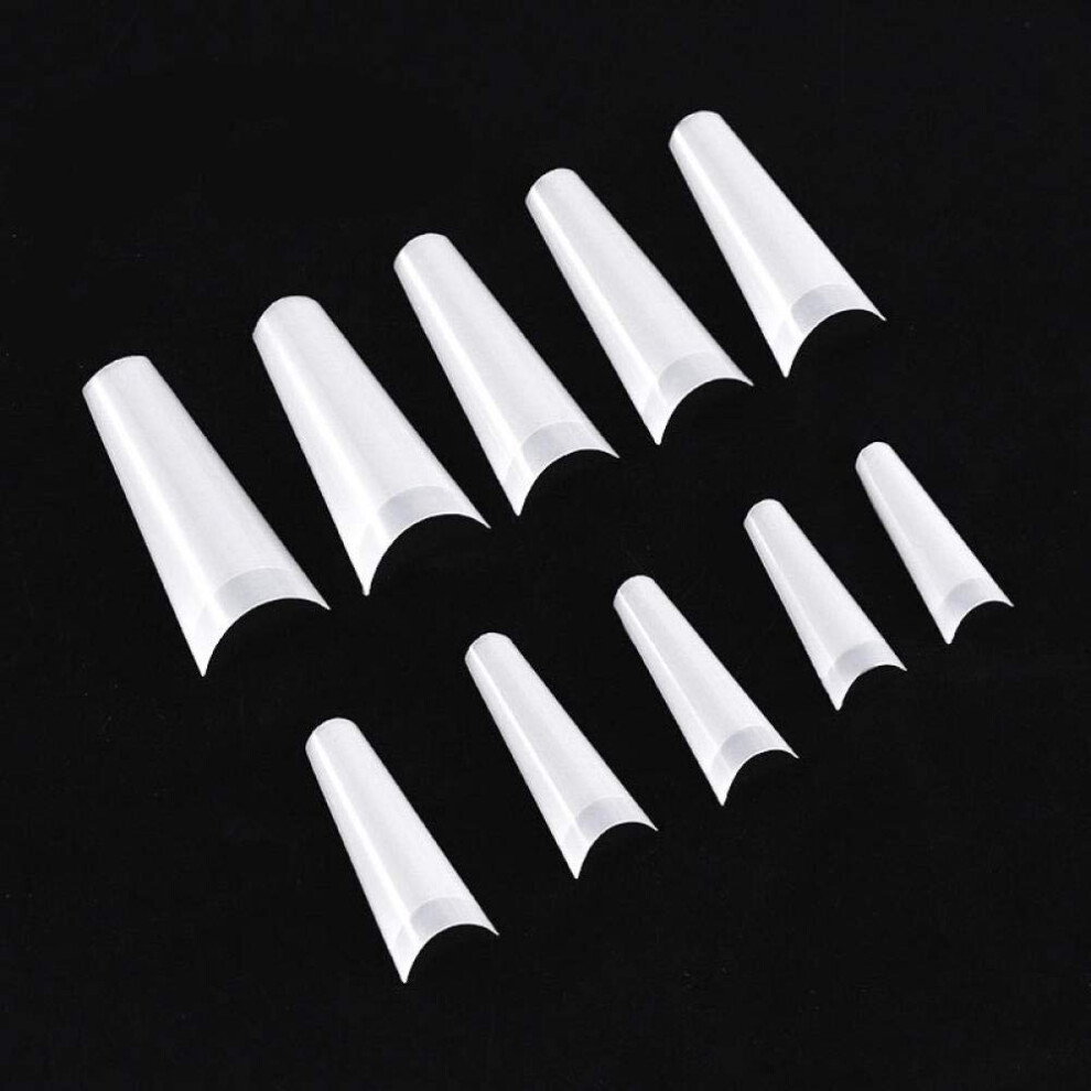 500pcs Acrylic Nail Tips Clear and Natural Coffin Shape Fake Nails Set for Professional Extensions
