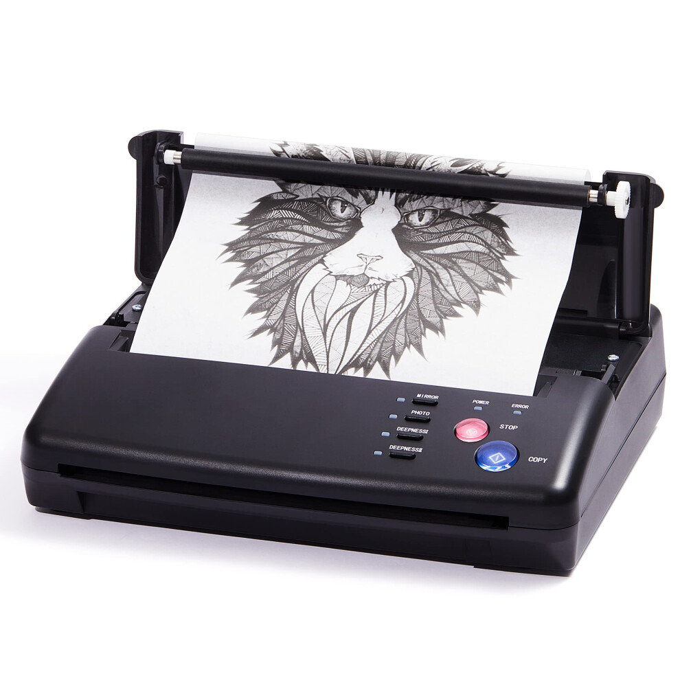 Black Tattoo Stencil Printer Thermal Copier With Fast Transfer Modes And 10Pcs Transfer Paper