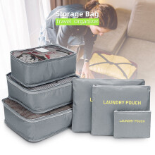 Ensemble de 6 cubes de rangement de voyage, sacs de rangement pour vĂŞtements et bagages, gris