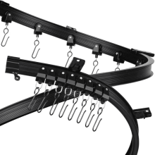 Sistema de riel para cortinas, riel de techo flexible de 3 metros/9,8 pies, barra curva para cortina de ducha, color negro.