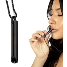 Collier anti-anxiété par la respiration pour un soulagement naturel du stress (noir mat)