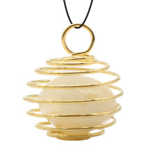 Collares y colgantes, collar de piedra de chakra con cristal curativo, cuentas de piedras preciosas, colgante de jaula de cuentas en espiral redondas