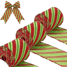3 buc. Panglică de mătase de Crăciun, panglică textilă de 6,3 cm, decorațiuni DIY de Crăciun, pantă verde