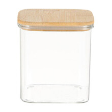 Rechteckige Glasbehälter mit Deckel, kompatibel mit Bambusdeckeln, durchsichtige Gläser für Nudeln, Mehl, Haferflocken, Nüsse, Reis