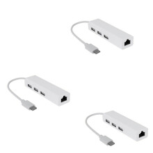 3X Cábla Mol Adapter USB-C USB3.1 Cineál C go USB RJ45Ethernet Lan do ríomhaire