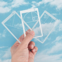 Vizor dreptunghiular din plastic Fibonacci cu raport de aur, 3 buc., 3 stiluri, forme mixte, 85 x 53,5 x 2,5 mm, 1 buc./stil