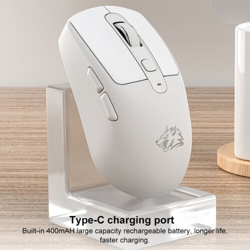 jixopn Ασύρματα Ποντίκια Gaming Συμβατά με Bluetooth BT5.0/4.0 + 2.4Ghz Επαναφορτιζόμενα (Λευκά) 1