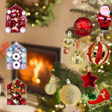 Jacenvly72Pcs Kleurrijke Hangballen voor Kerstboom, Halloween Decoraties Binnen, Feestartikelen, Herfstdecoratie, compatibel met Kerstversiering