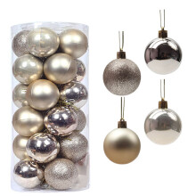 UDIYO Kerstballen met sleutelkoord, onbreekbaar, herbruikbaar, matte hangende kerstballen voor feestjes, 24 stuks
