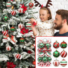 EGYMEN30 pezzi Palline di Natale da 2,4 pollici Decorazioni in plastica glitterata da appendere Ciondoli per albero di Natale rossi e verdi per la