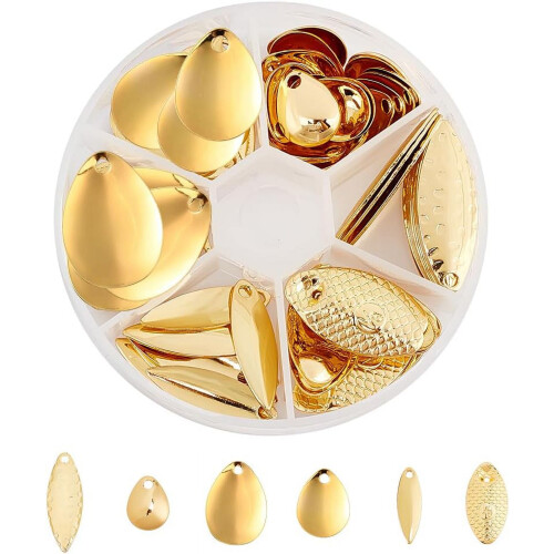 80 τεμάχια 6 στυλ Golden Iron Ψαρόψαρα, Συμβατά με Οβάλ Λεπίδες Horse Spinner, Τεχνητά