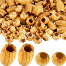 Abverkauf! Natürliche Holzperlen mit großem Loch für Makramee, europäisches Kunsthandwerk. NEU IM ANGEBOT υ ! E4E0