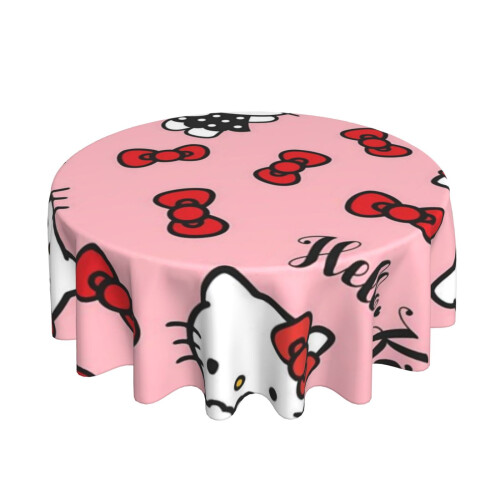 Hello Kitty Rectangular Tablecloth, Water Resistance Antiwrinkle Spillproof Soft Fabric, 60in, compatible with dining table 1