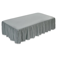 Warkul Baby Bed Cover, Plush Ball Ruffled Crib Skirt compatible with 51.97x27.95x14.17" Toddler Adjustable Elastic Bedding