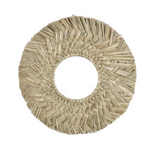 15.7inches Round Hanging Wall Mirror,Decorative straw rope Wall Mounted Mirror