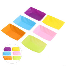 Moule à gâteau rectangulaire en silicone (6 pièces) pour muffins et cupcakes.