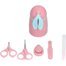 Kit de uñas para niños con diseño de conejito adorable, set de cuidado de uñas de cinco piezas con tijeras para uñas, lima de uñas, tijeras
