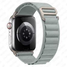 Curea Alpine Loop compatibilă cu Apple Watch 38 mm 40 mm 41 mm 42 mm 44 mm 45 mm 49 mm, iWatch Ultra Series 8, 7, 6, 3, gri deschis