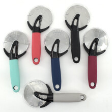 Pizza Cutter and Stainless Steel Dough Cutter with Ergonomic Protective Sleeve for Baking Pink