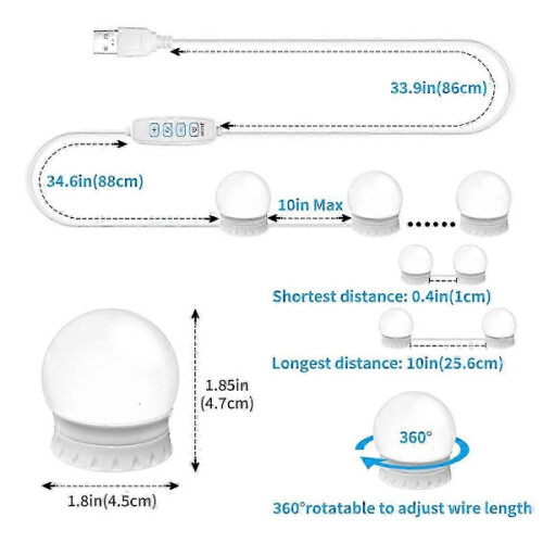 Φωτιστικά LED για καθρέφτη μακιγιάζ με 14 λαμπτήρες με δυνατότητα ρύθμισης 1
