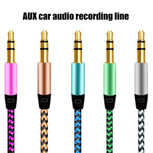 SUSUchens Buntes, geflochtenes Metallkabel, 3,5 mm Stecker auf Stecker, AUX-Auto-Audio-Aufnahmekabel, Blau