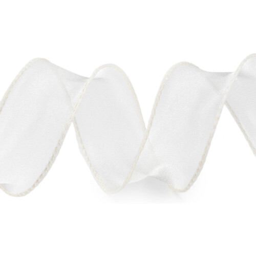 Fita de organza bege com glitter, 10 jardas (9,14 m) de comprimento e 1,5 polegadas (3,81 cm), tecido de malha iridescente em formato de cauda de 1